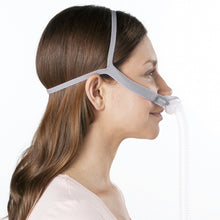 Load image into Gallery viewer, A woman using a AirFit P10 Nasal pillow mask